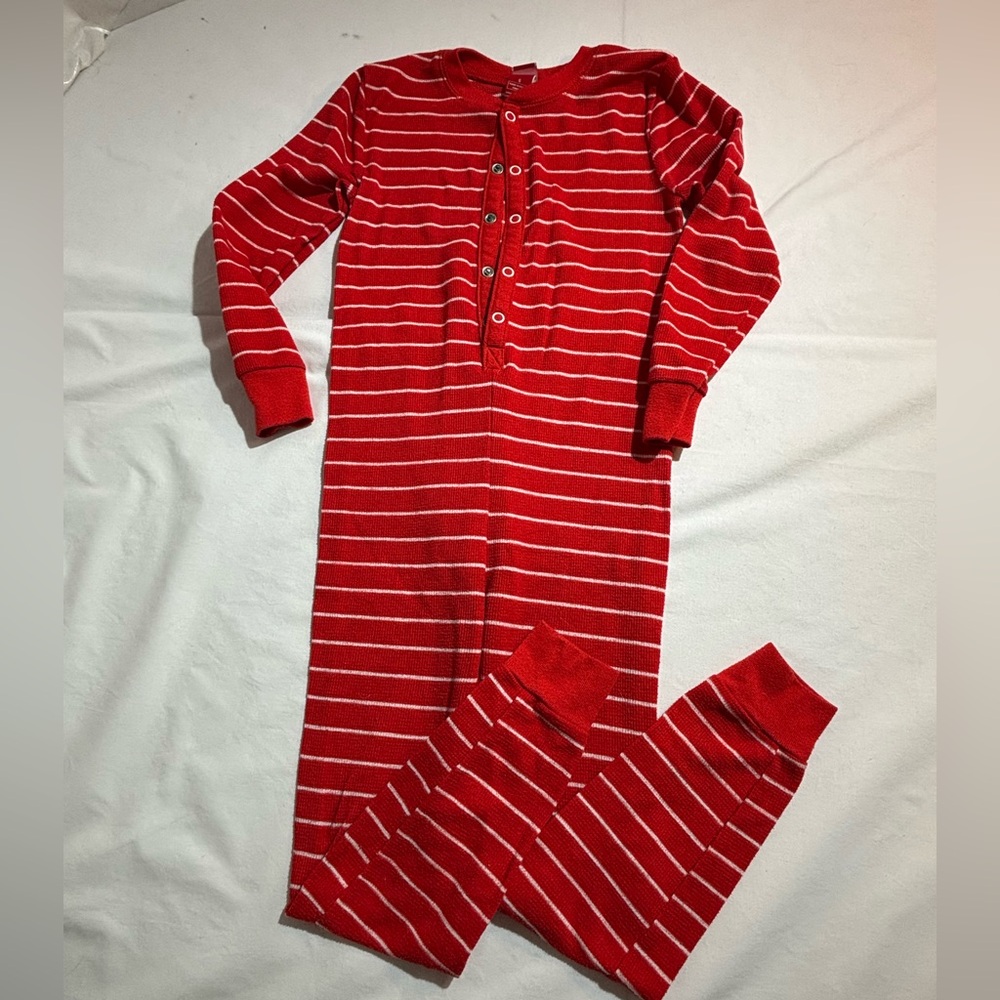 Target Holiday Collection Kids Red Stripe One-Piece Pajama Romper Sz 6